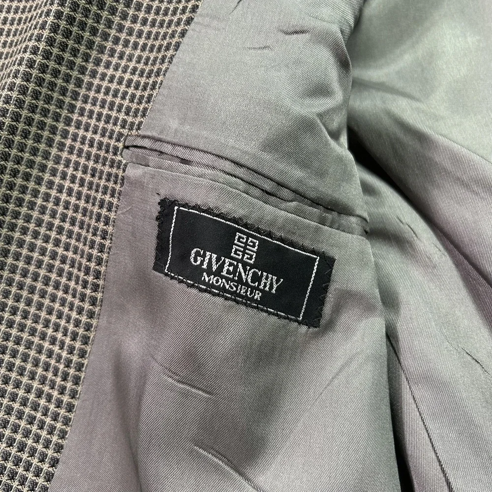 Givenchy Blazer Mens 42R Brown Black Checkered Plaid Sport Coat‎ Jacket